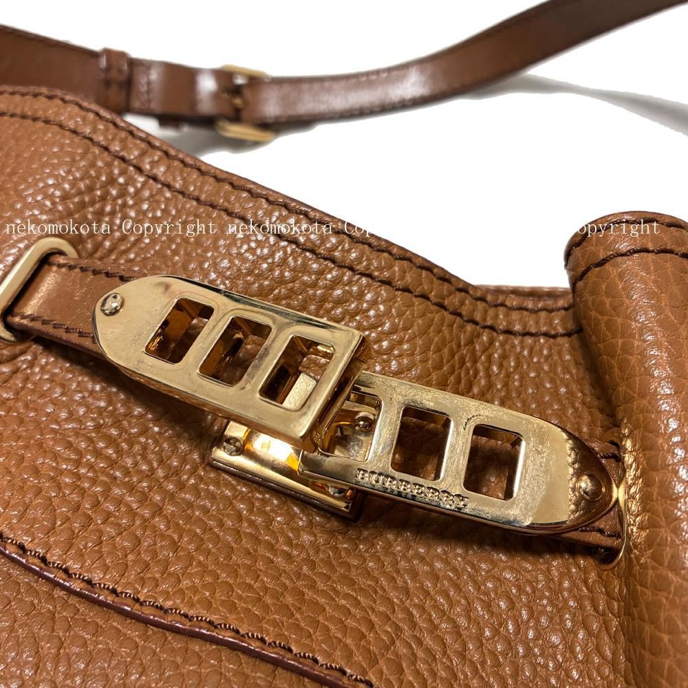 BURBERRY Shoulder Bag Purse Nova Check Leather Camel Authentic