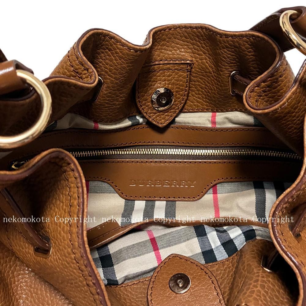 BURBERRY Shoulder Bag Purse Nova Check Leather Camel Authentic