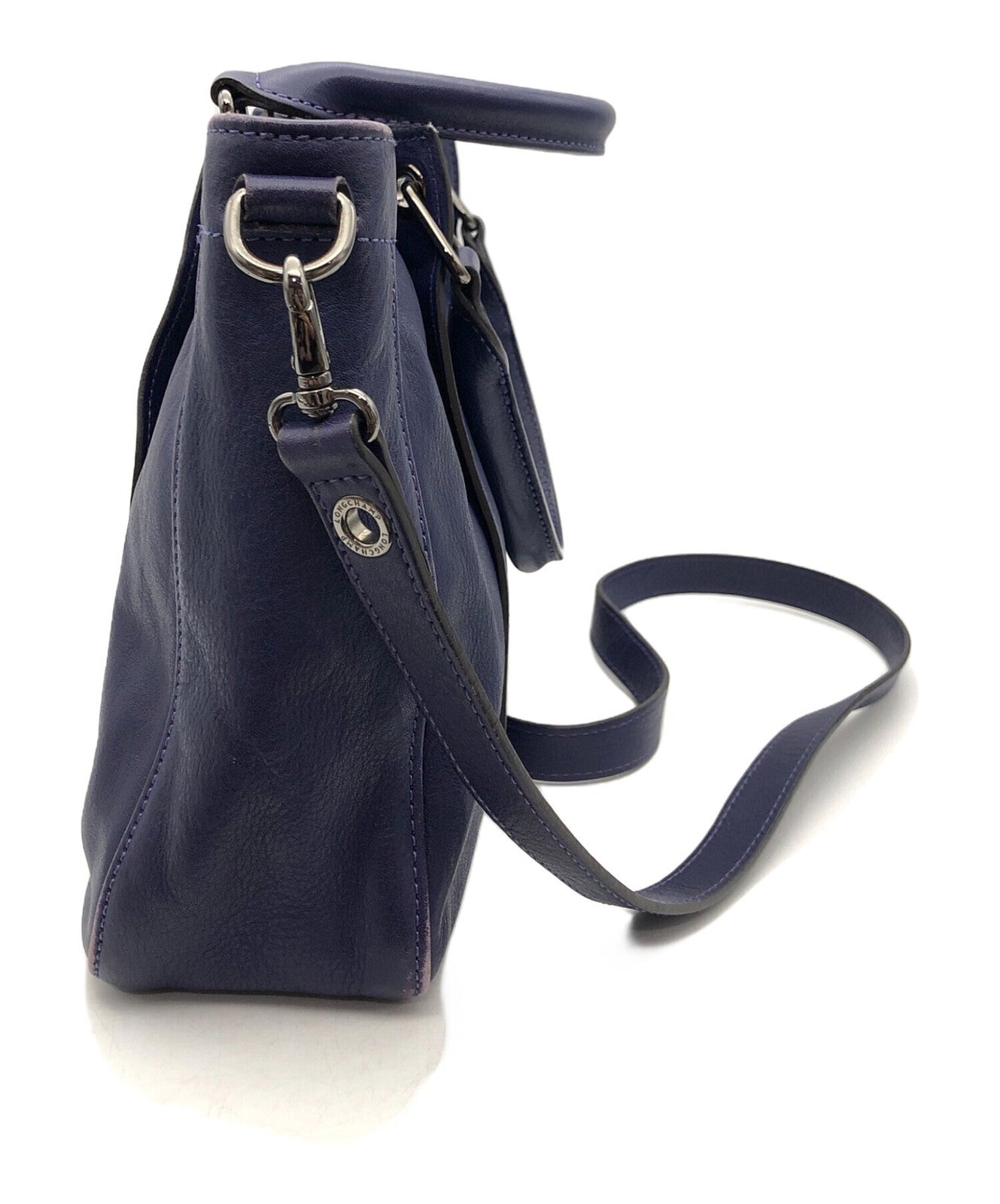 Longchamp Hand Shoulder Bag Tote Purse 2way Leather Navy Authentic