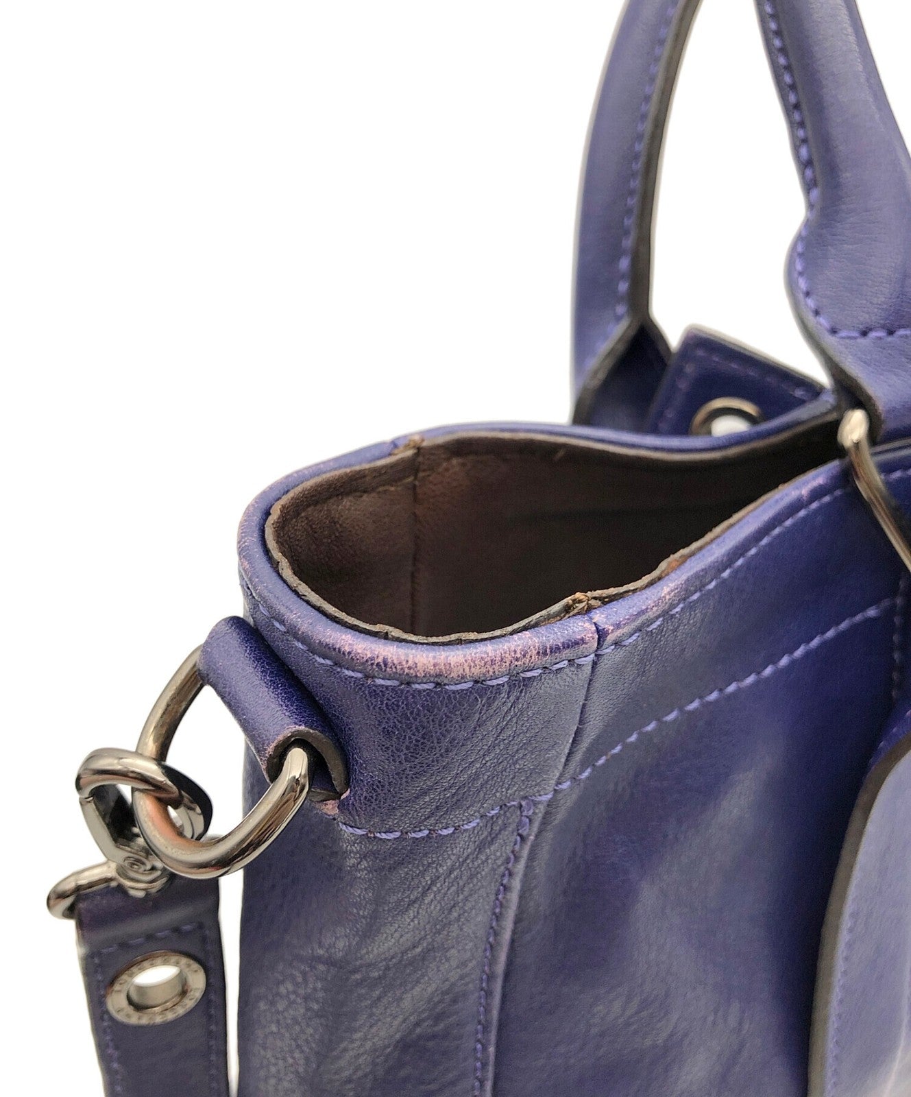 Longchamp Hand Shoulder Bag Tote Purse 2way Leather Navy Authentic