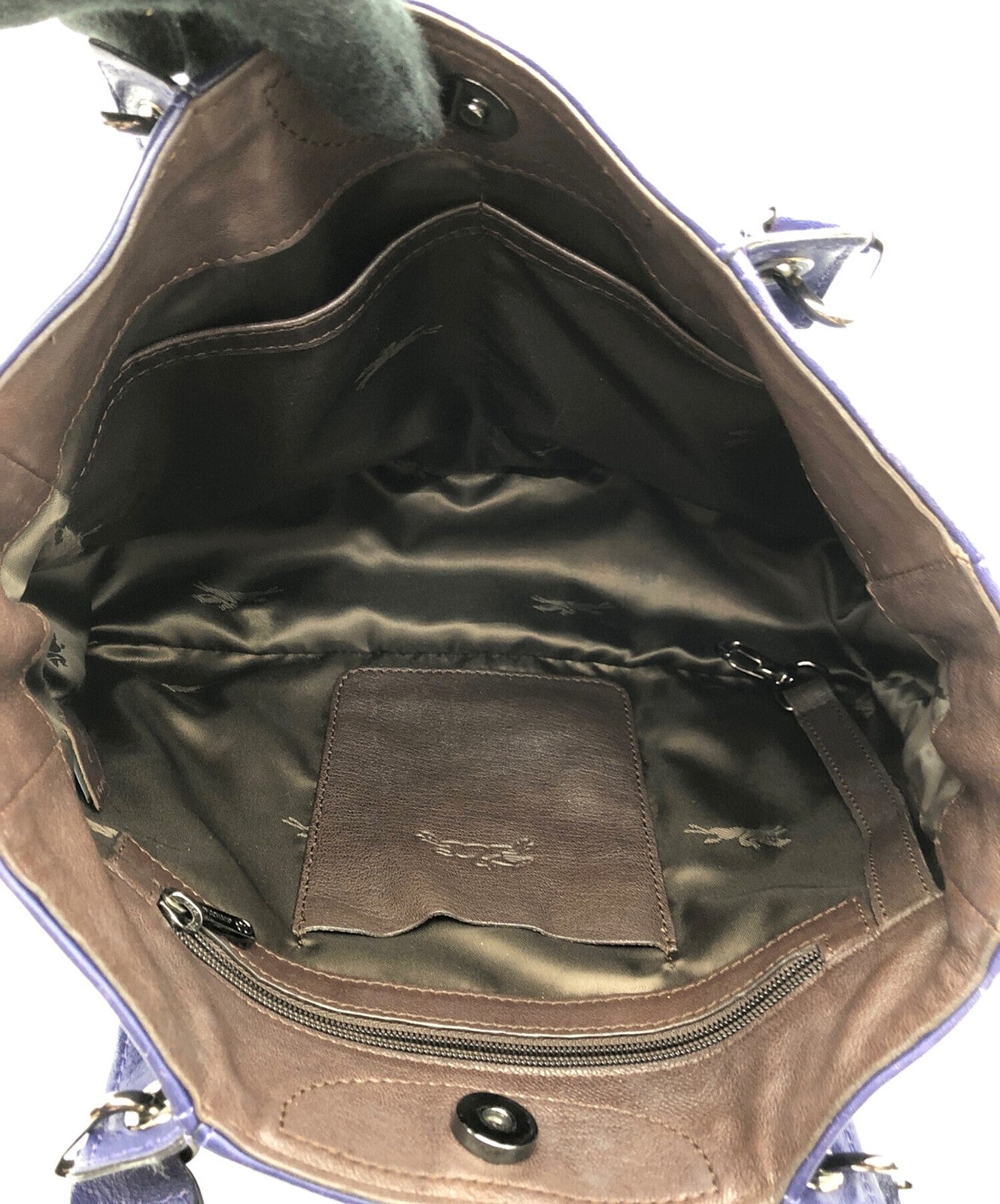 Longchamp Hand Shoulder Bag Tote Purse 2way Leather Navy Authentic