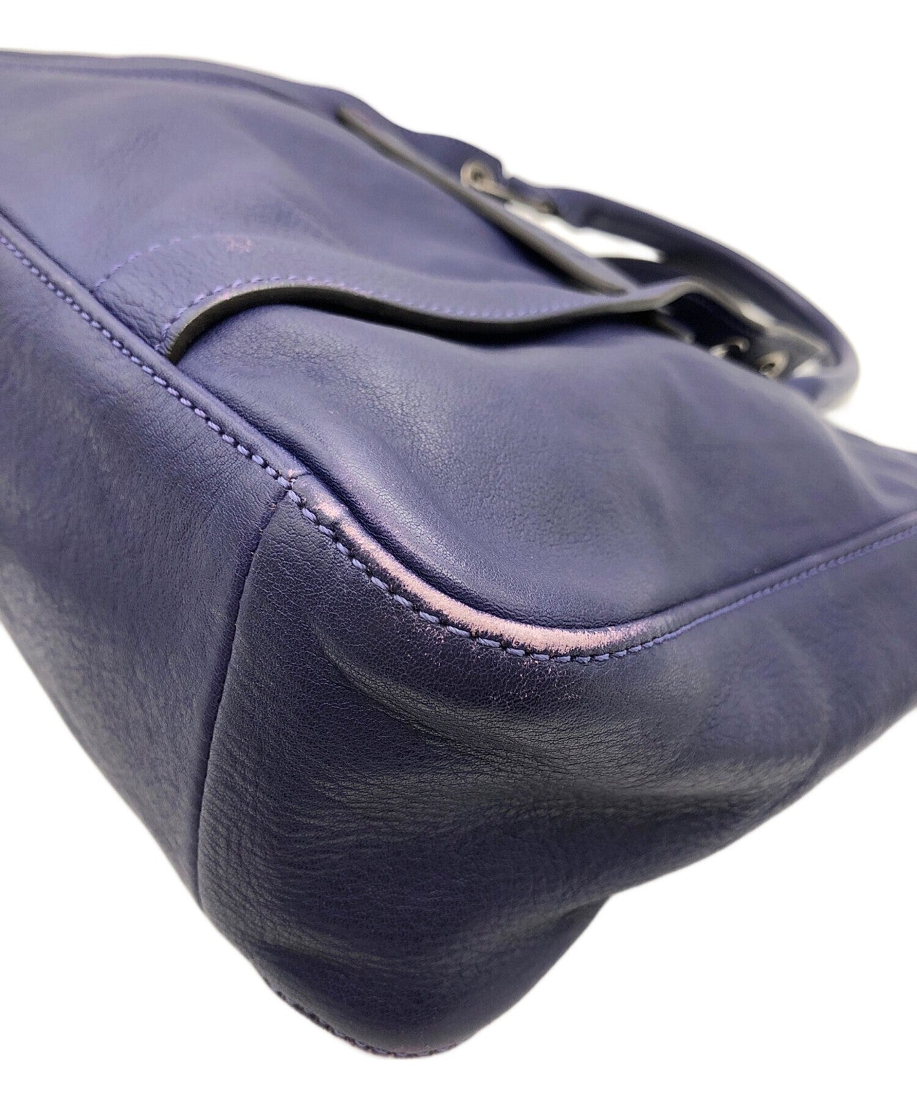 Longchamp Hand Shoulder Bag Tote Purse 2way Leather Navy Authentic