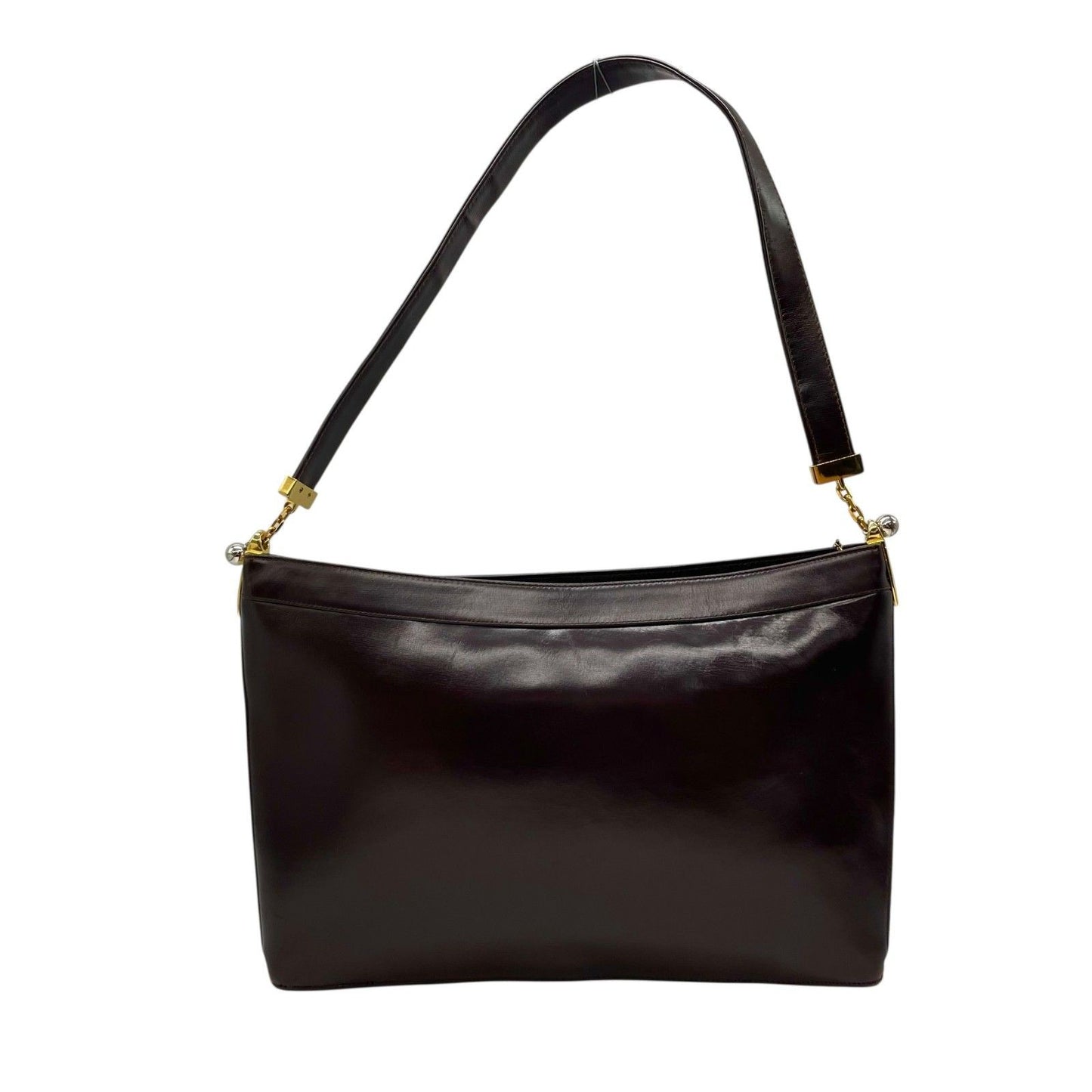 Christian Dior Shoulder Bag Purse Leather Dark Brown Authentic