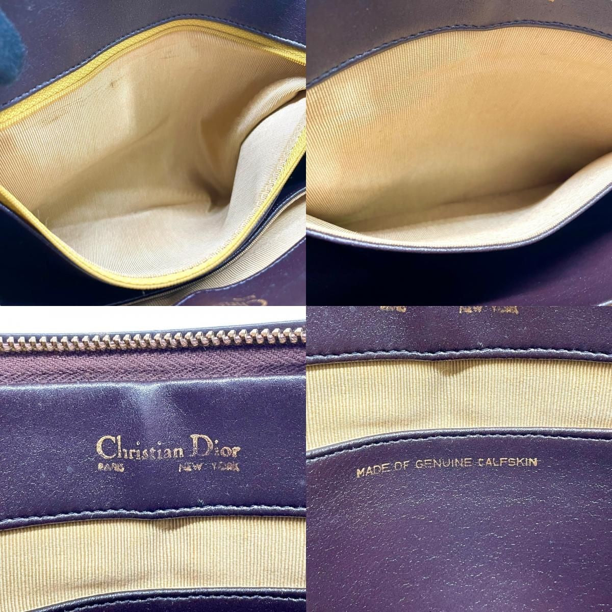 Christian Dior Shoulder Bag Purse Leather Dark Brown Authentic