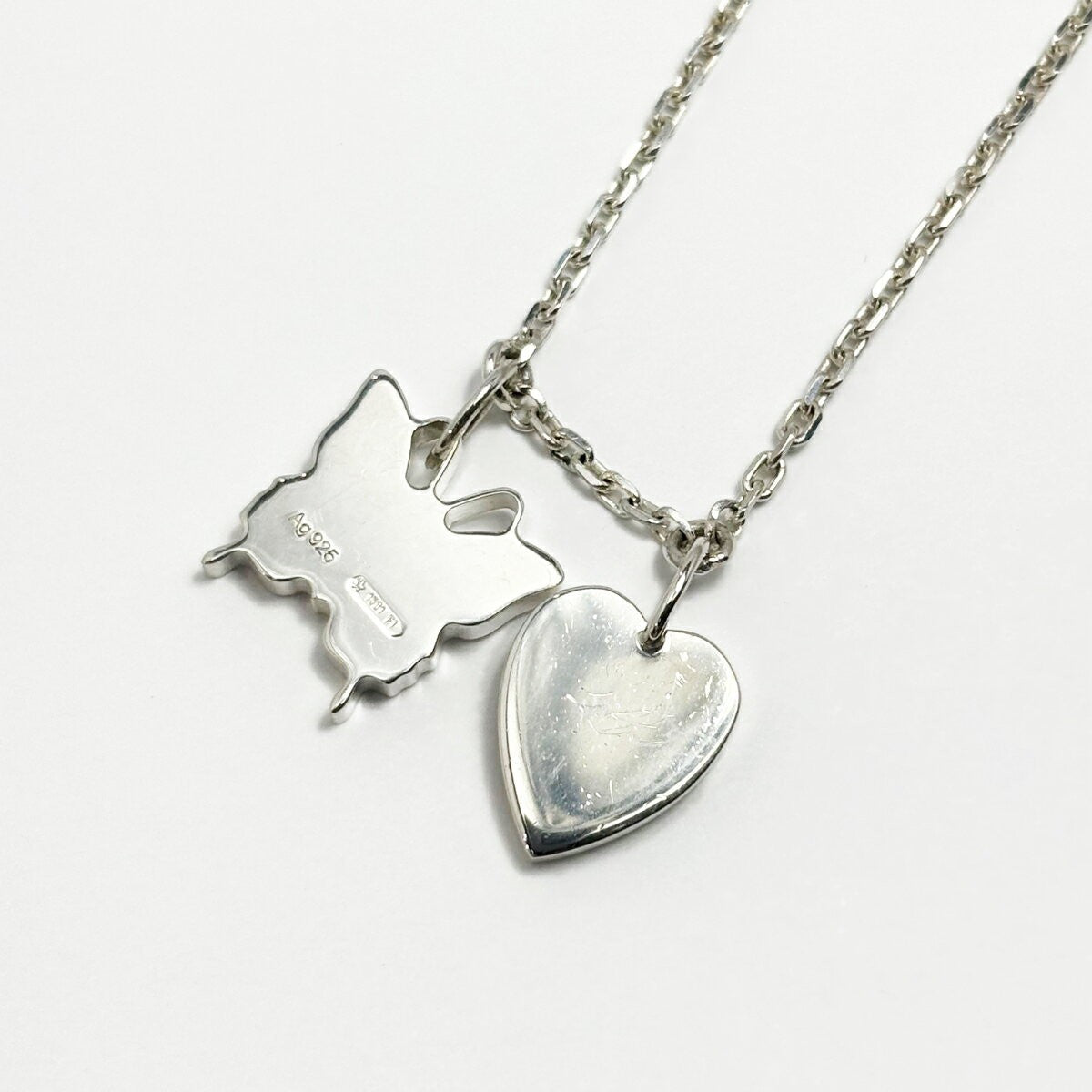 GUCCI Necklace Pendant Butterfly Heart Silver 925 Unisex Accessory Authentic