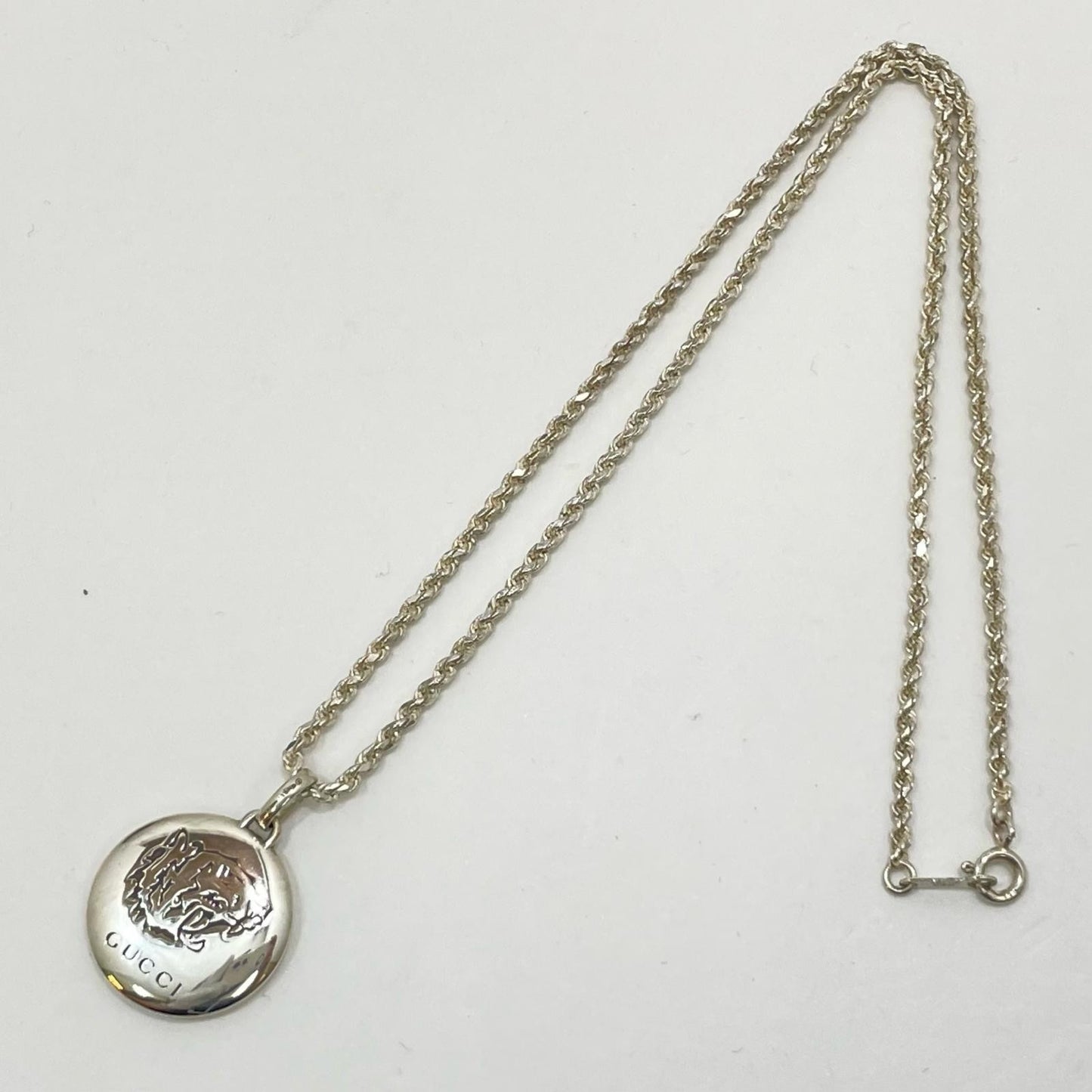 GUCCI Necklace Pendant Blind for Love Tiger Silver AG925 Unisex Accessory Auth