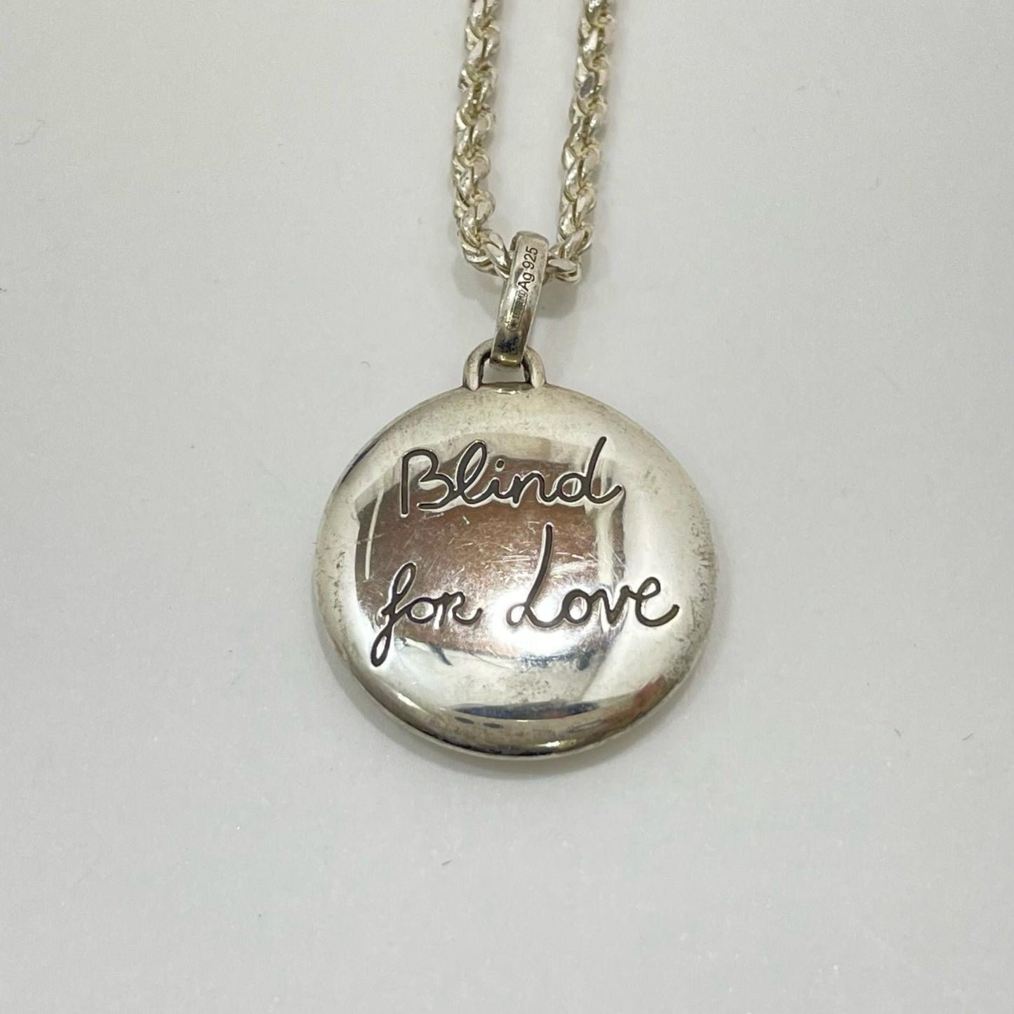 GUCCI Necklace Pendant Blind for Love Tiger Silver AG925 Unisex Accessory Auth