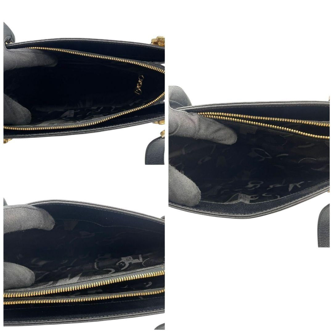 Salvatore Ferragamo Shoulder Bag Purse Gancini Leather Black Authentic