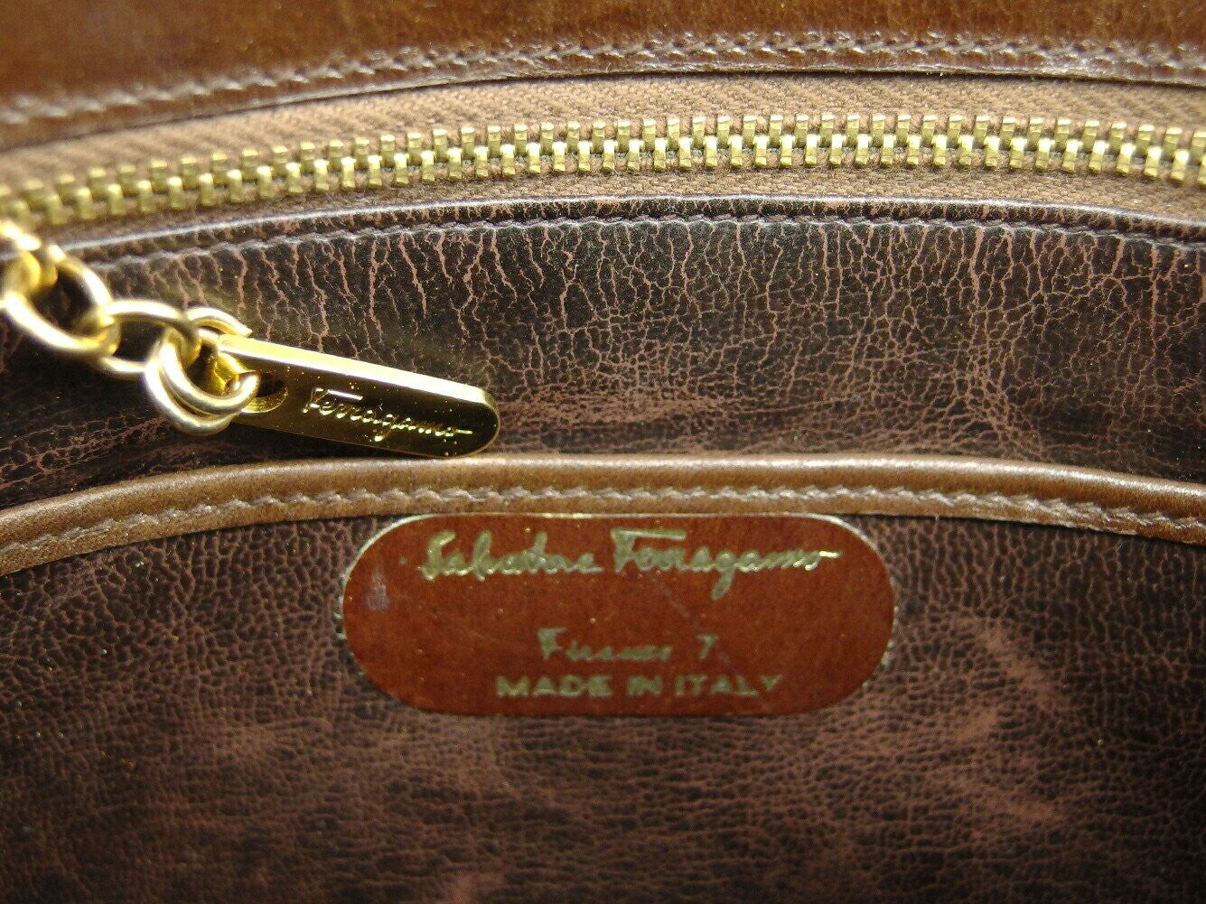 Salvatore Ferragamo Shoulder Bag Purse Logo Brown Authentic