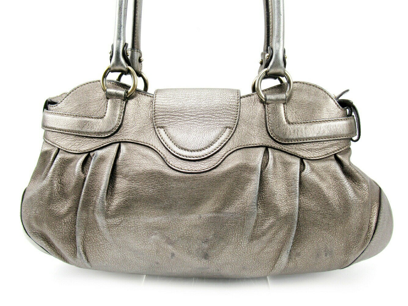 Salvatore Ferragamo Hand Bag Tote Purse Gancini Silver Authentic