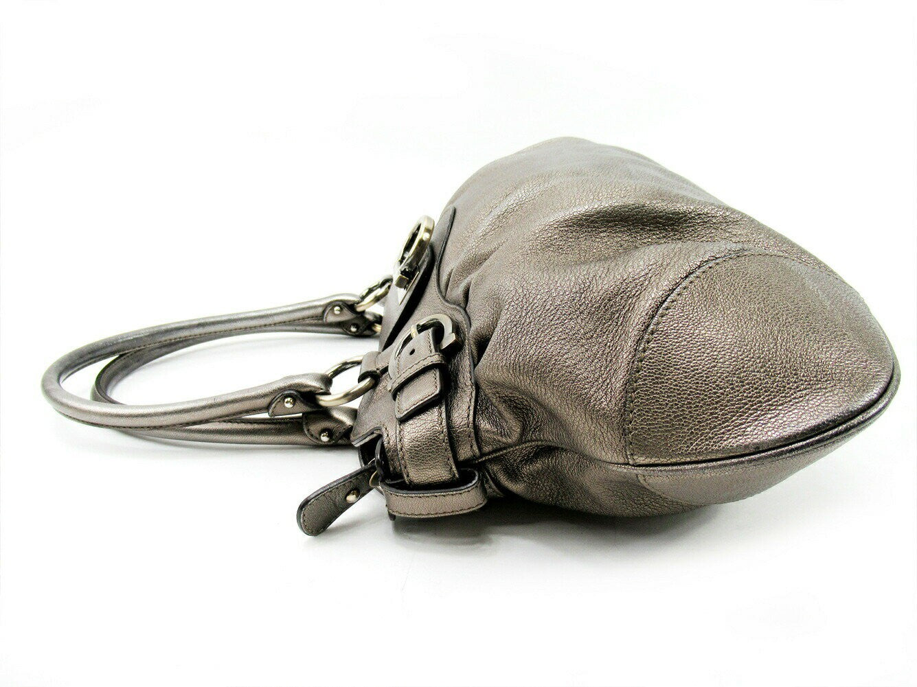 Salvatore Ferragamo Hand Bag Tote Purse Gancini Silver Authentic