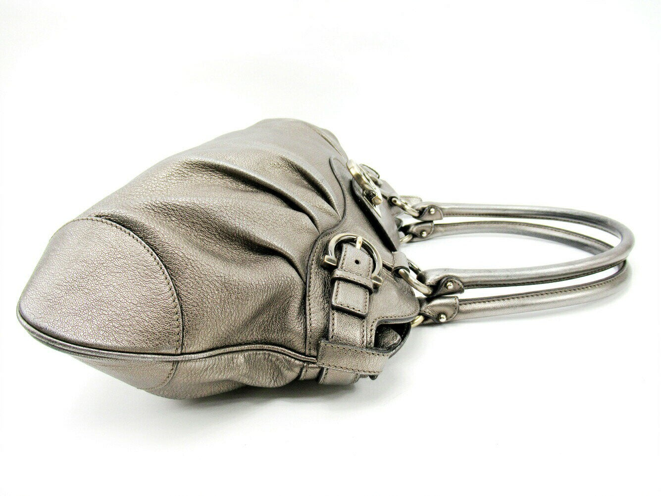 Salvatore Ferragamo Hand Bag Tote Purse Gancini Silver Authentic
