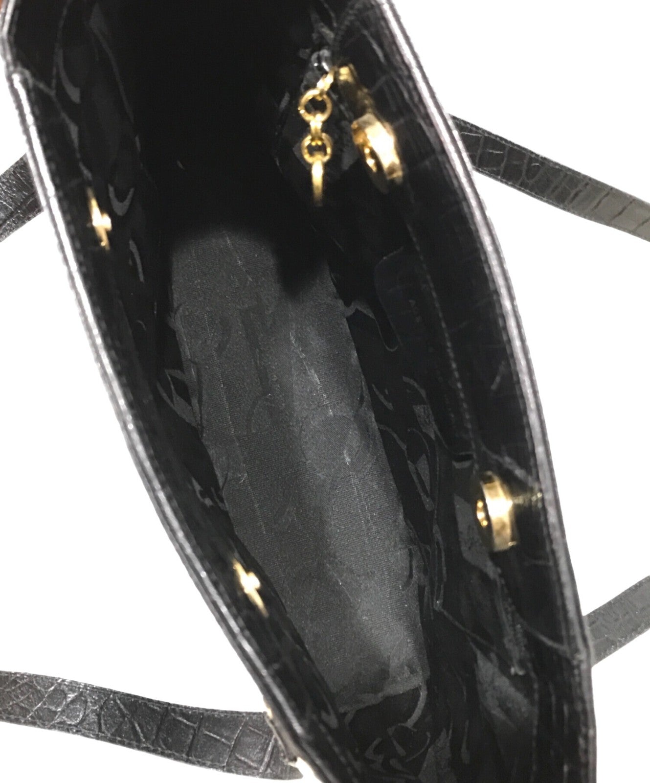 Salvatore Ferragamo Hand Bag Tote Purse Gancini Black Authentic