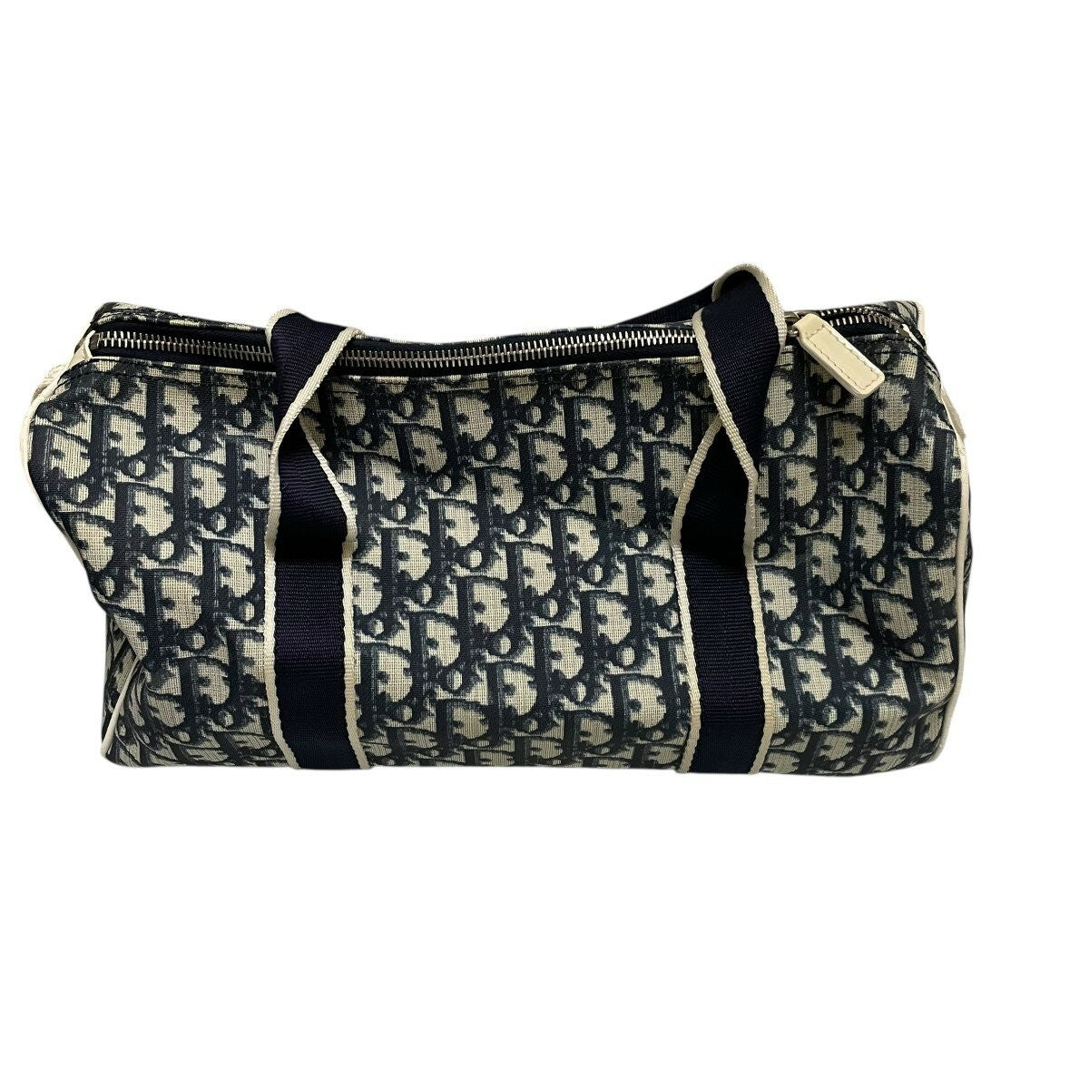 Christian Dior Hand Bag Tote Purse Mini Boston Bag Trotter Navy Authentic
