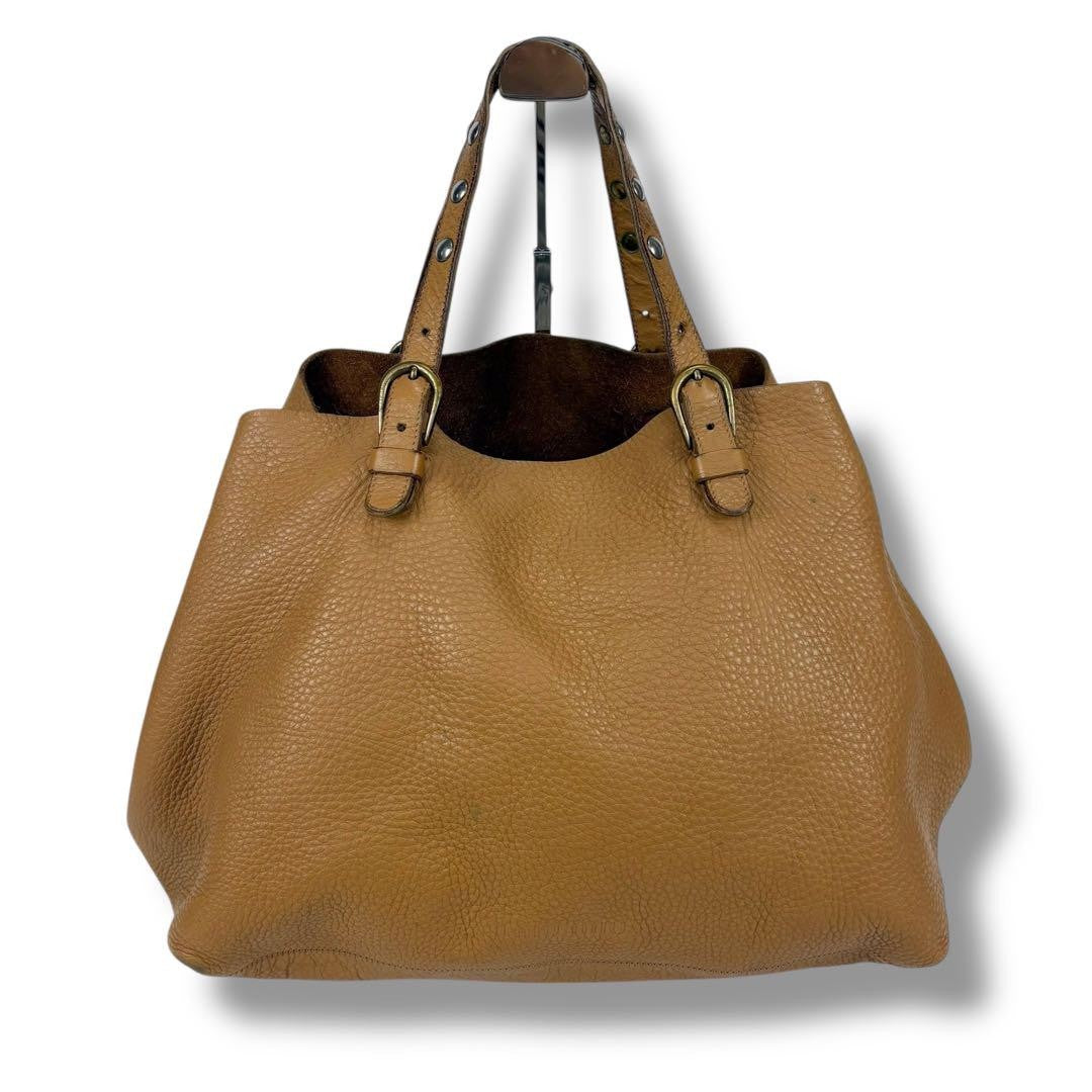 MIU MIU Hand Bag Tote Purse Leather Light Brown Camel Authentic