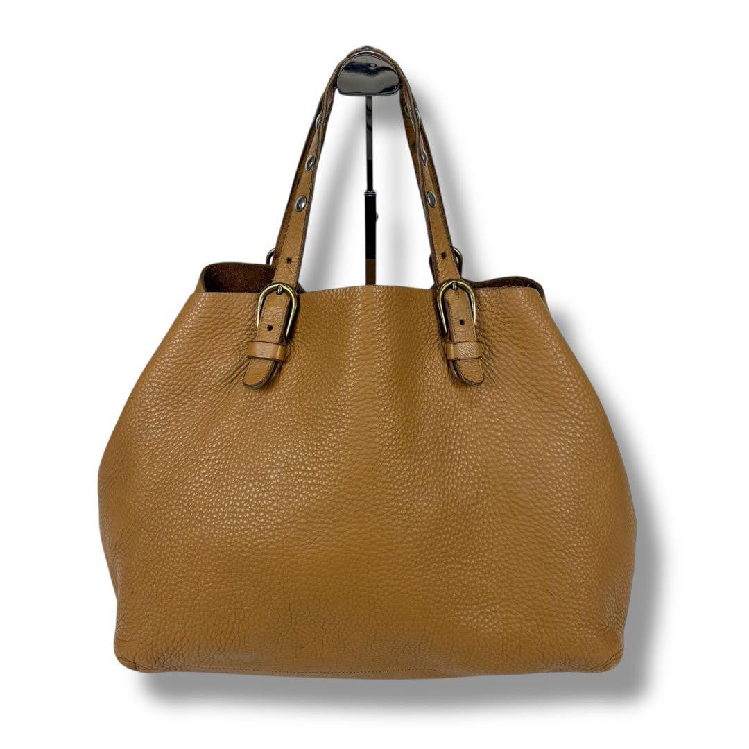 MIU MIU Hand Bag Tote Purse Leather Light Brown Camel Authentic