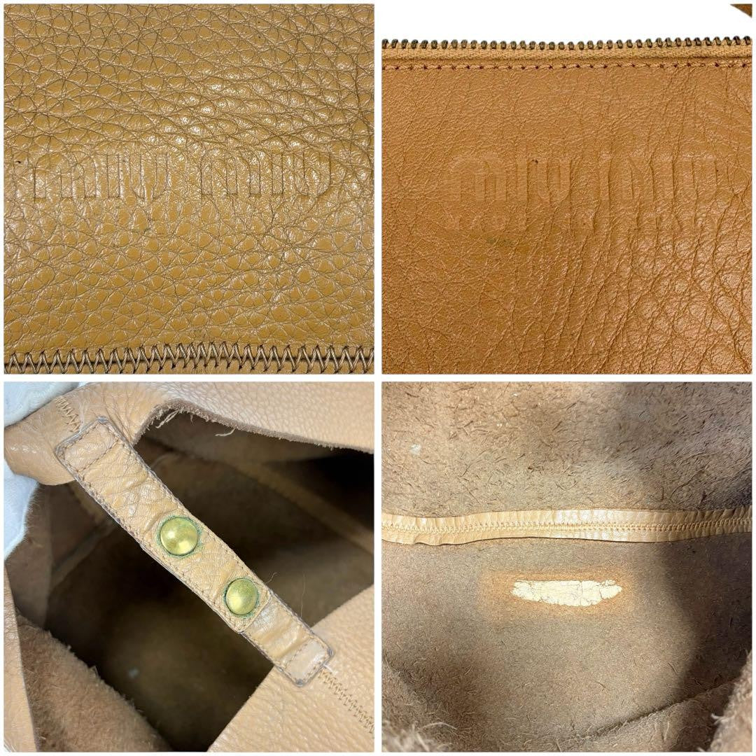 MIU MIU Hand Bag Tote Purse Leather Light Brown Camel Authentic