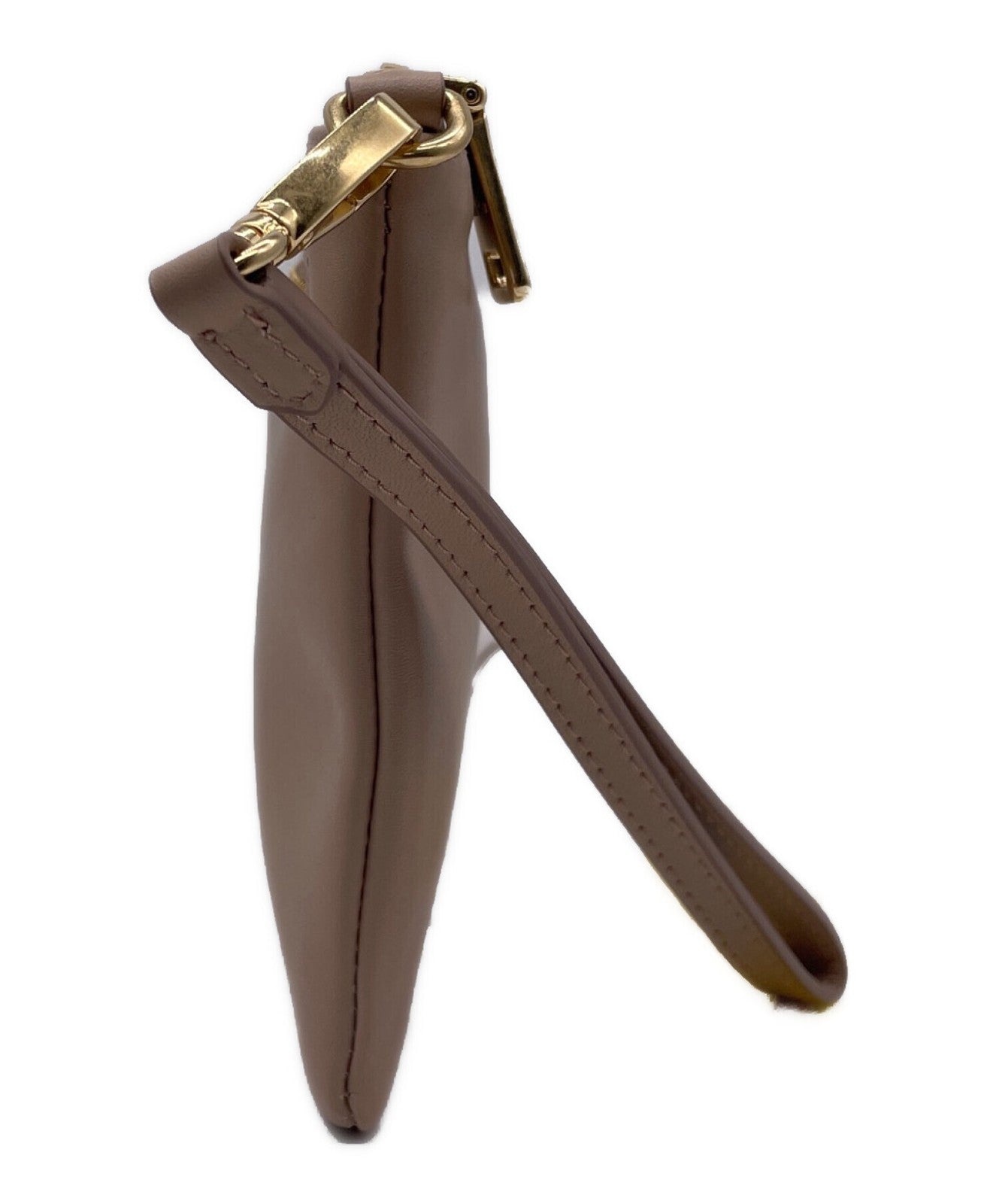 MIU MIU Clutch Bag Second Bag Logo Beige Authentic