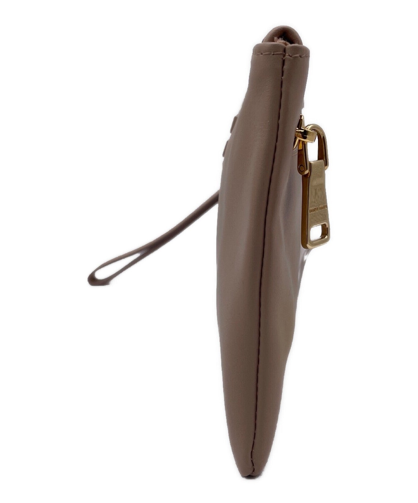 MIU MIU Clutch Bag Second Bag Logo Beige Authentic