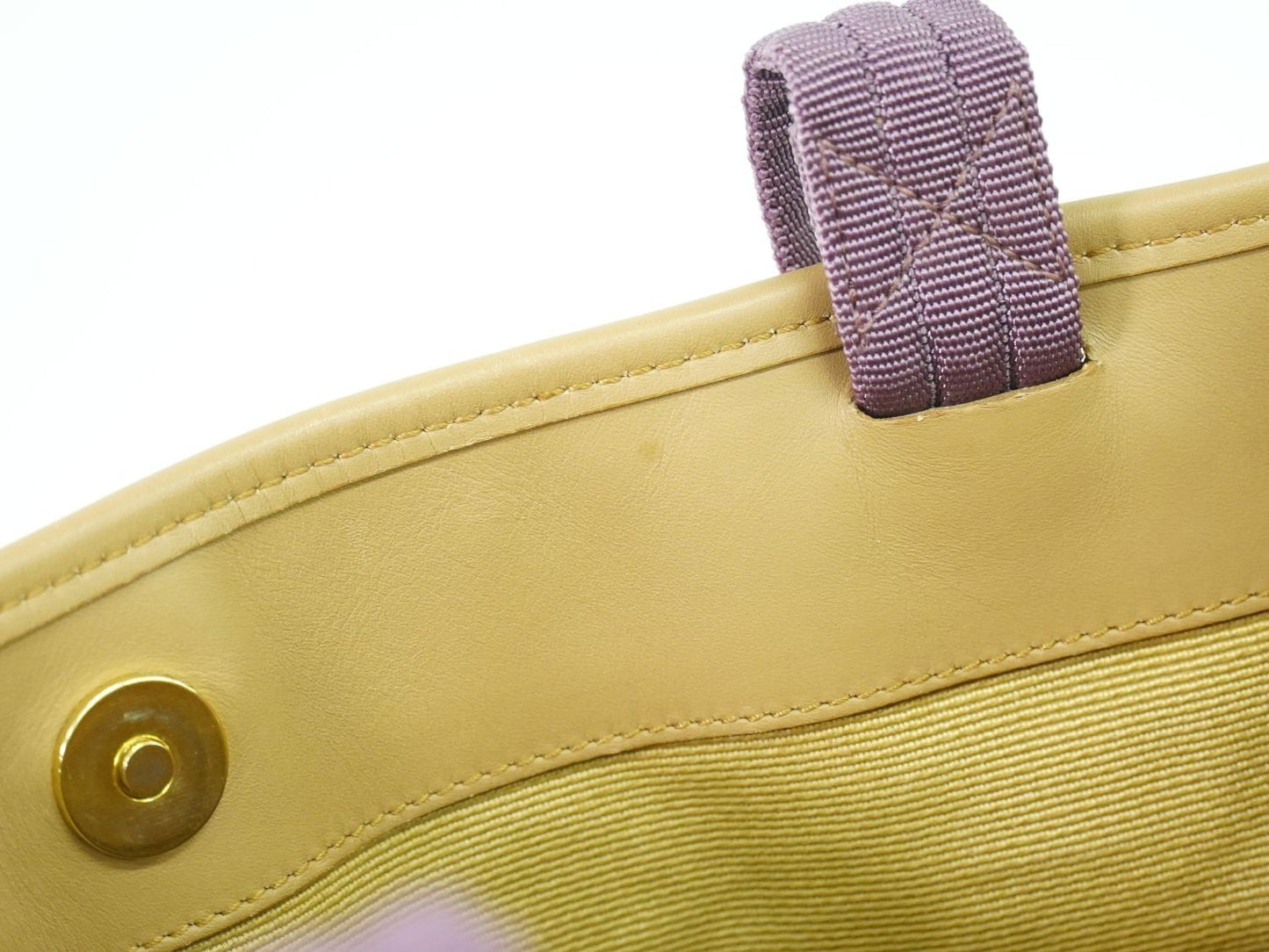 Salvatore Ferragamo Hand Bag Tote Purse Gancini Canvas Purple Beige Authentic