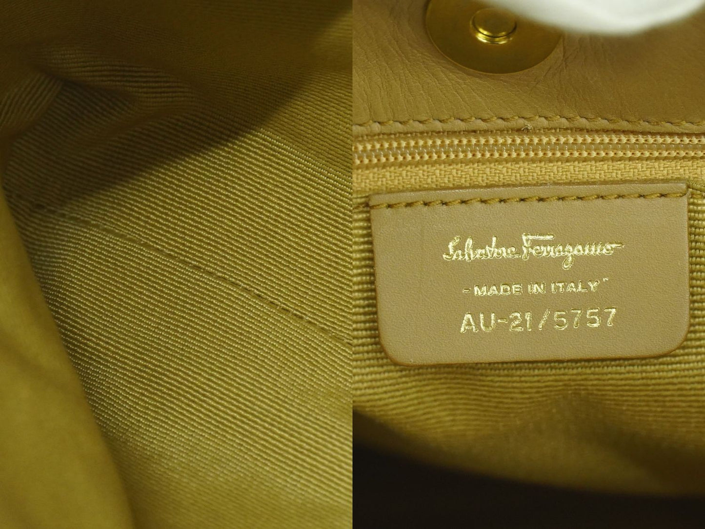 Salvatore Ferragamo Hand Bag Tote Purse Gancini Canvas Purple Beige Authentic