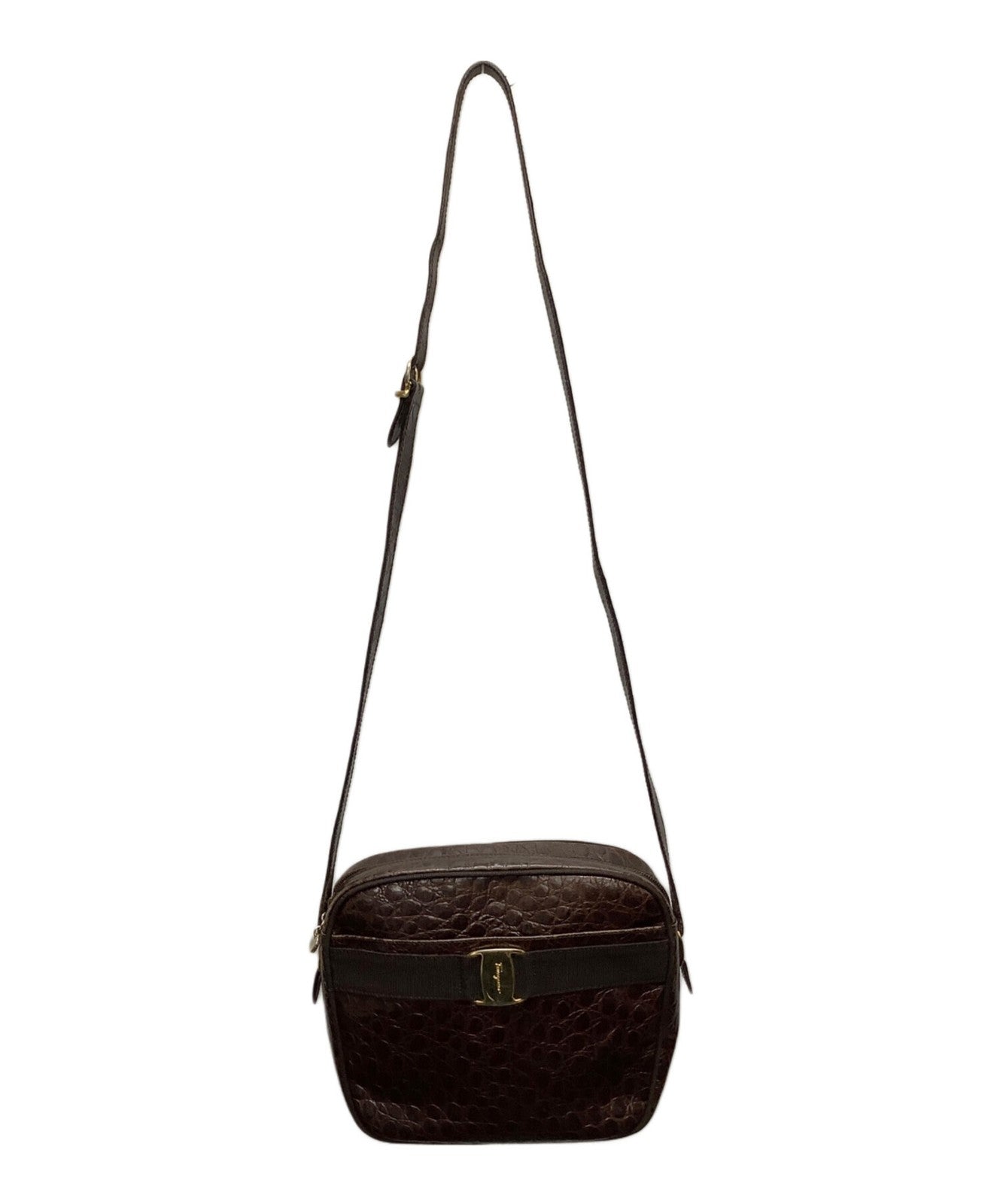 Salvatore Ferragamo Shoulder Bag Purse Brown Authentic