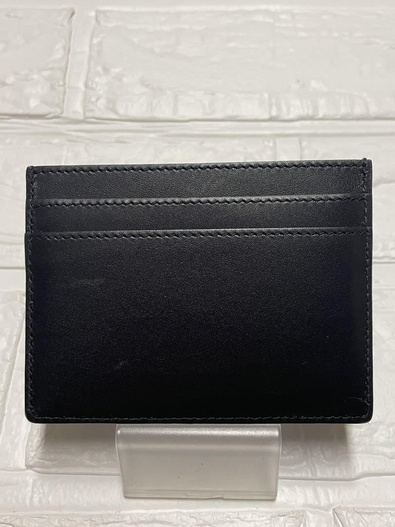 Saint Laurent Card Case Holder Wallet Compact Purse Logo Leather Black Auth