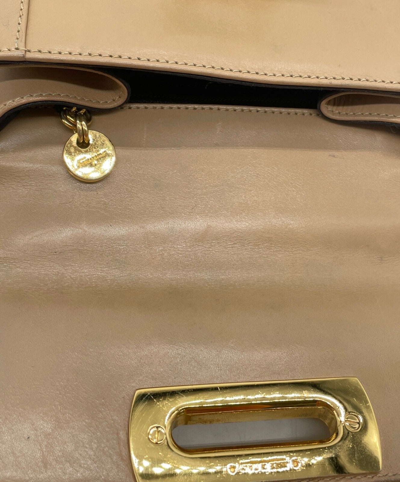Salvatore Ferragamo Shoulder Bag Purse Gancini Brown Authentic
