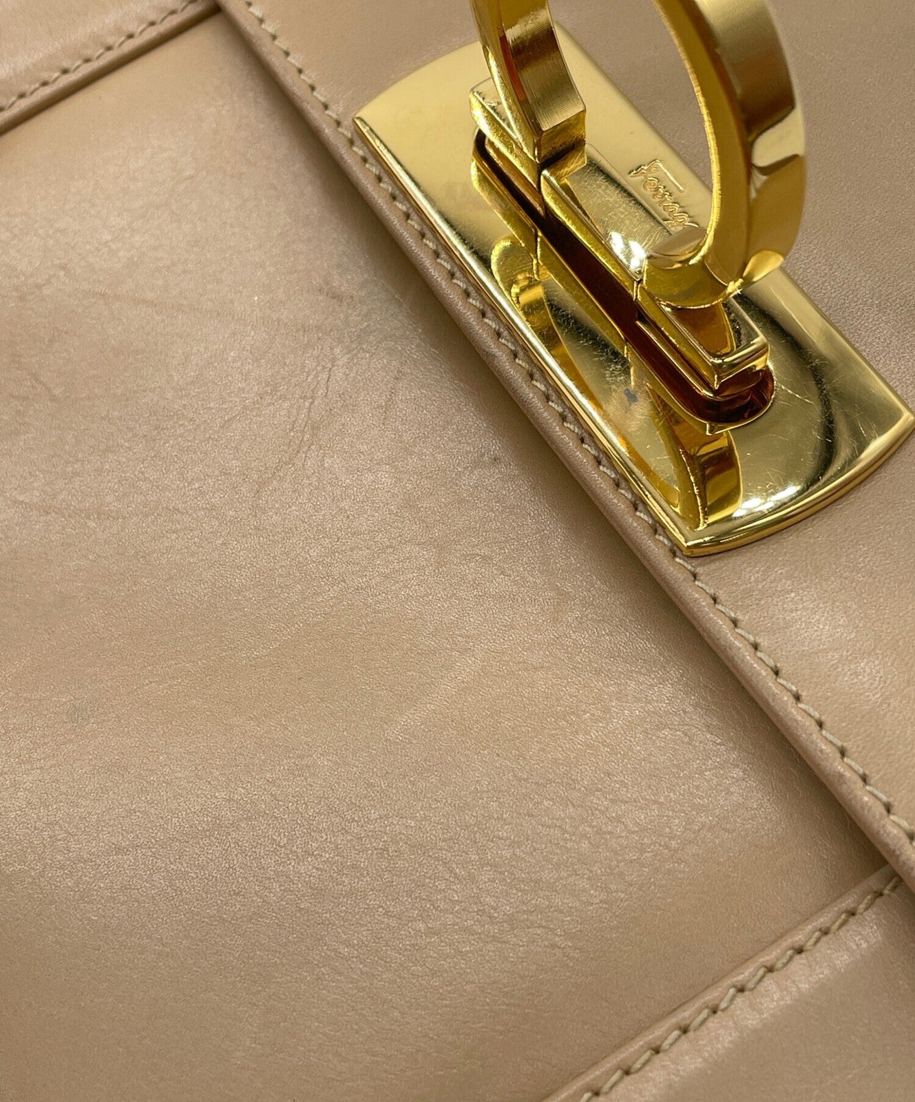 Salvatore Ferragamo Shoulder Bag Purse Gancini Brown Authentic