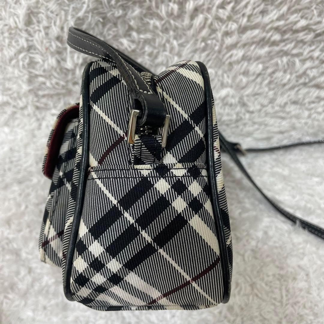 BURBERRY BLUE LABEL Shoulder Bag Purse Nova Check Canvas Leather Black White
