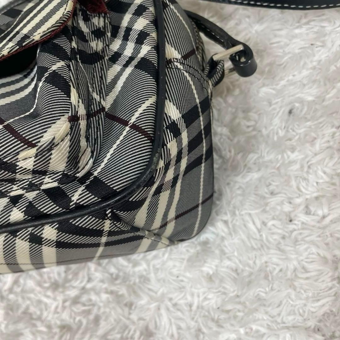 BURBERRY BLUE LABEL Shoulder Bag Purse Nova Check Canvas Leather Black White
