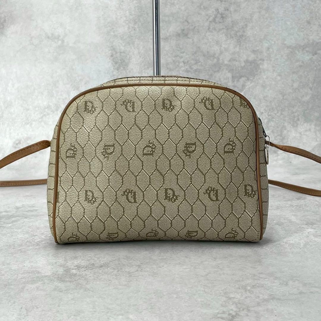 Christian Dior Shoulder Bag Purse Honeycomb PVC Leather Beige Authentic