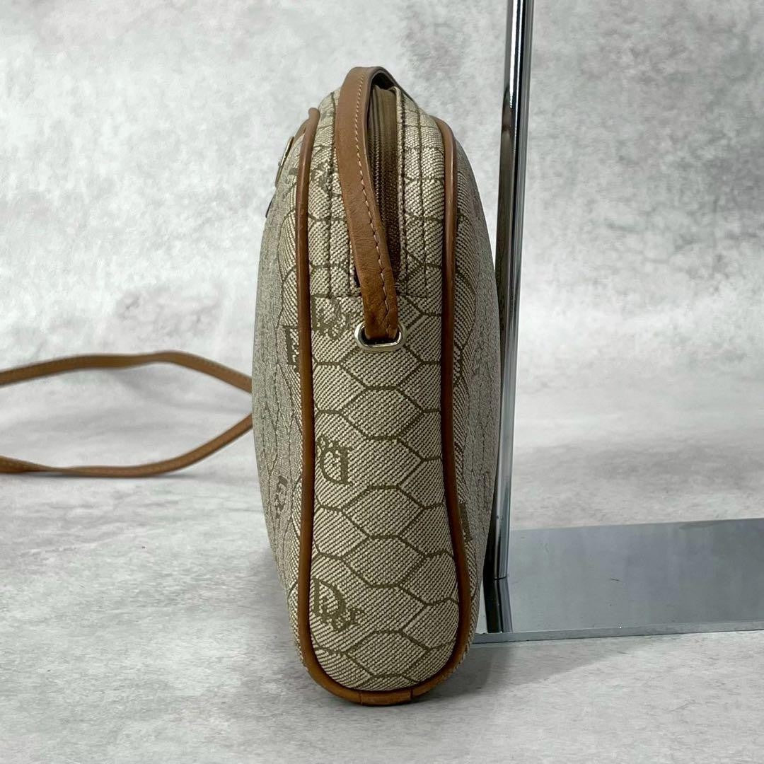 Christian Dior Shoulder Bag Purse Honeycomb PVC Leather Beige Authentic