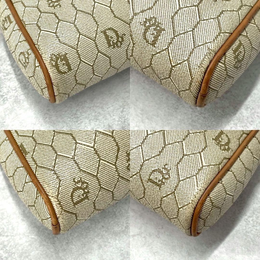 Christian Dior Shoulder Bag Purse Honeycomb PVC Leather Beige Authentic