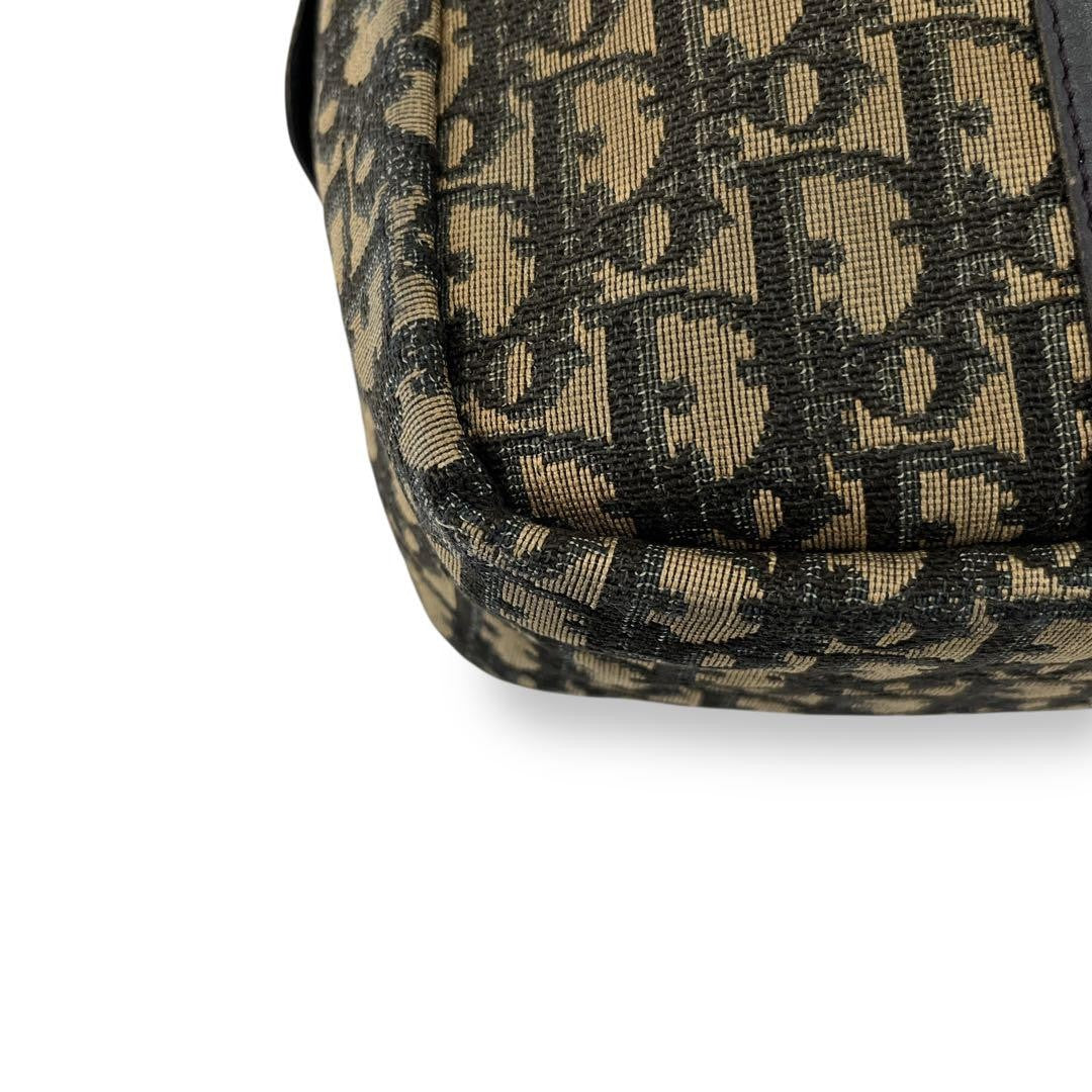Christian Dior Hand Bag Tote Purse Mini Boston Trotter Canvas Leather Navy Auth