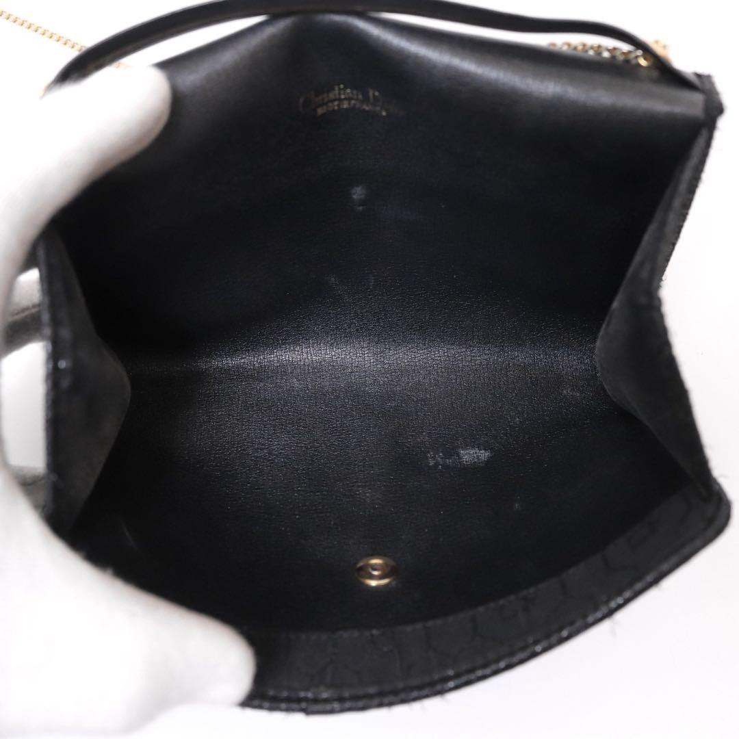 Christian Dior Shoulder Bag Purse Honeycomb Chain Black Authentic