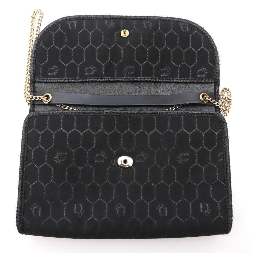 Christian Dior Shoulder Bag Purse Honeycomb Chain Black Authentic