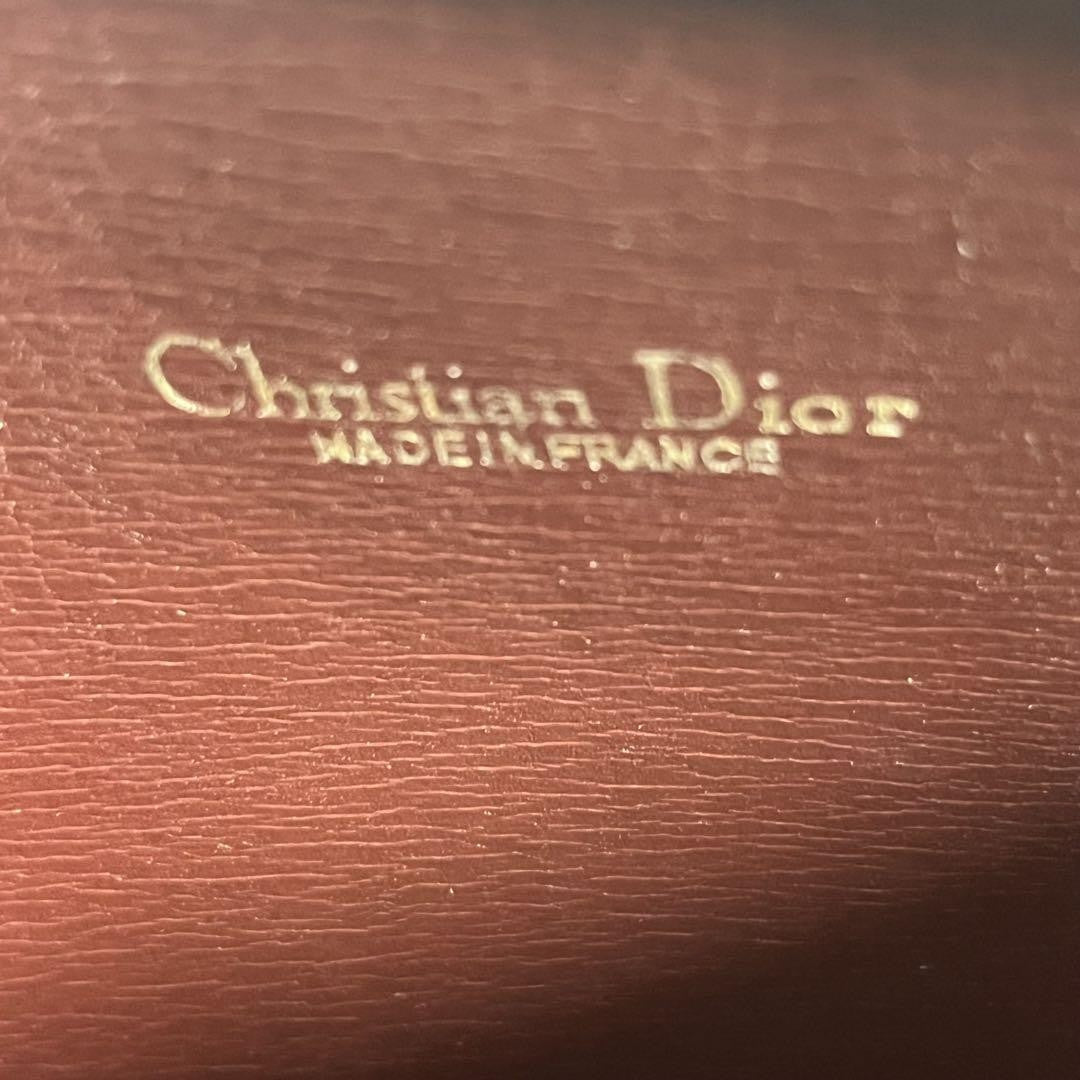 Christian Dior Shoulder Bag Purse CD Leather Wine Red Authentic