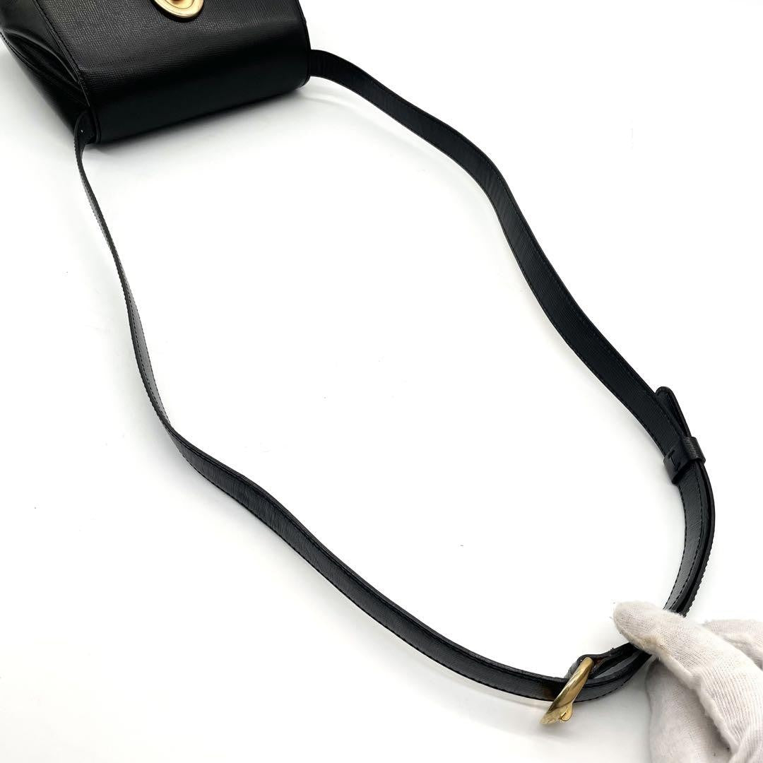 Christian Dior Shoulder Bag Purse CD Leather Black Authentic