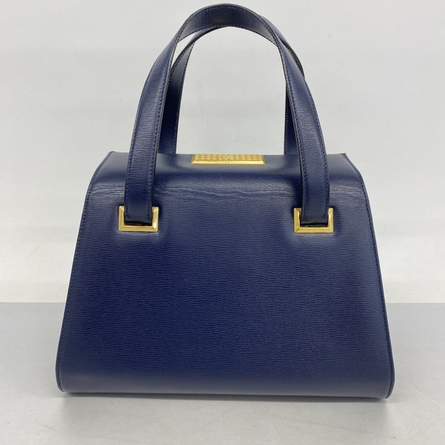Christian Dior Hand Bag Tote Purse Leather Navy Authentic