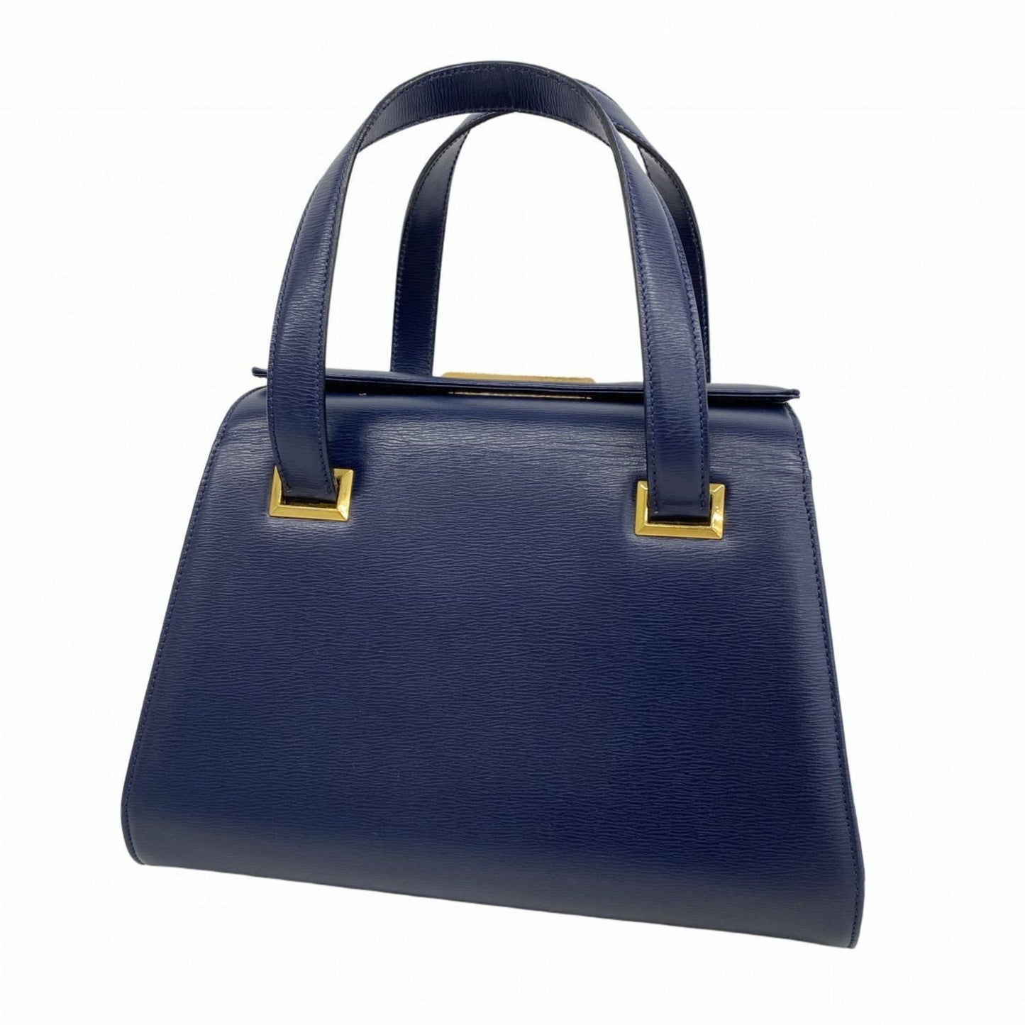 Christian Dior Hand Bag Tote Purse Leather Navy Authentic