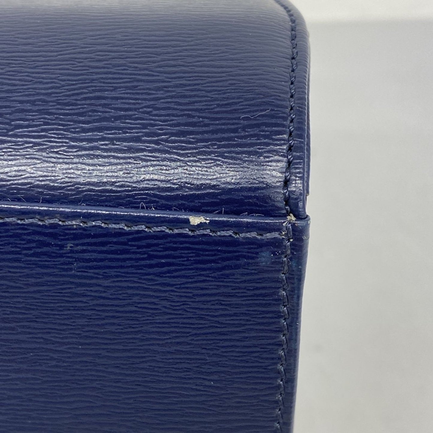 Christian Dior Hand Bag Tote Purse Leather Navy Authentic