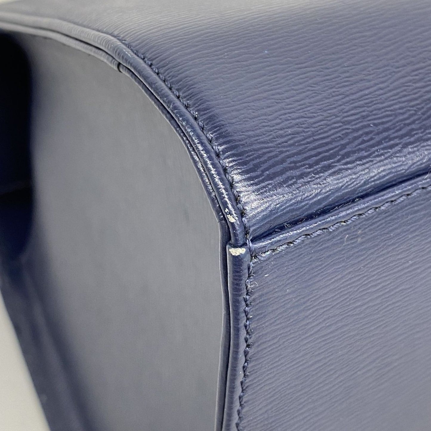 Christian Dior Hand Bag Tote Purse Leather Navy Authentic