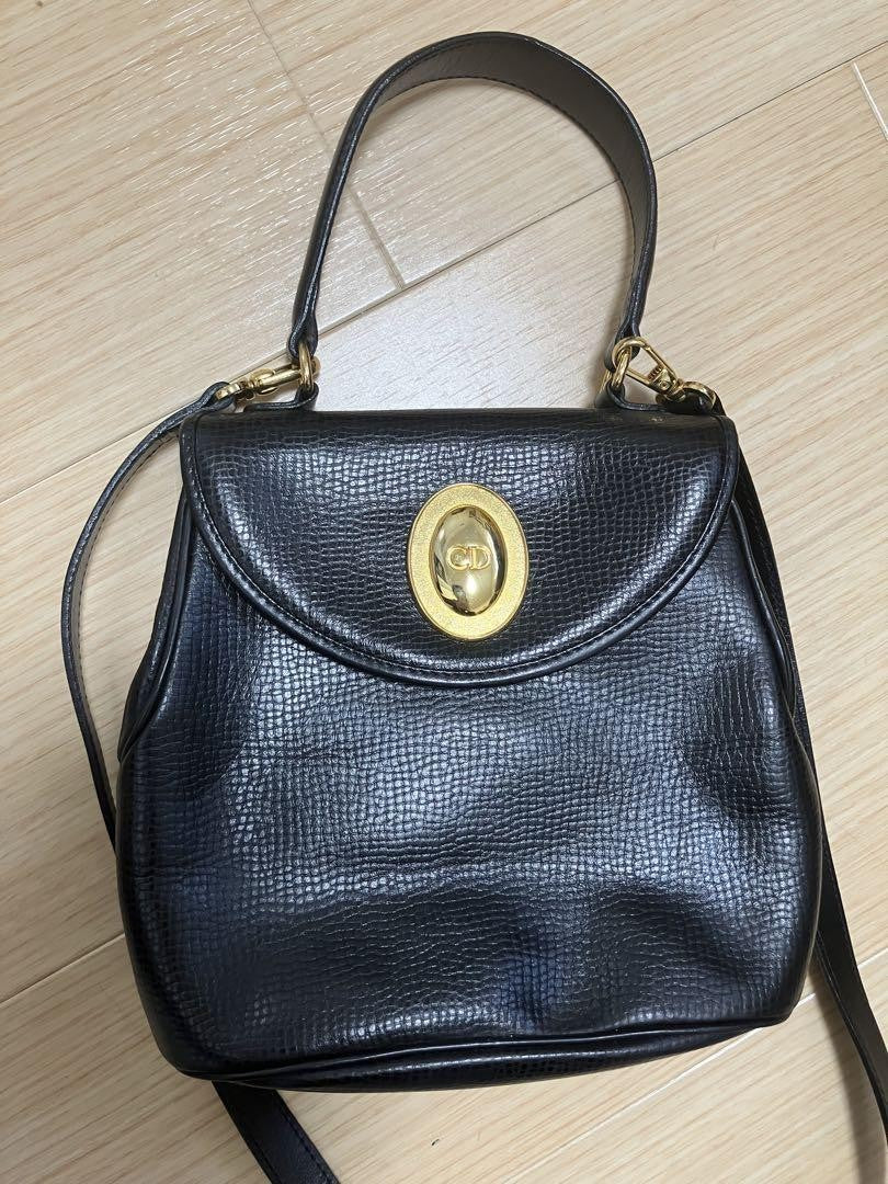 Christian Dior Hand Shoulder Bag Tote Purse 2way CD Leather Authentic