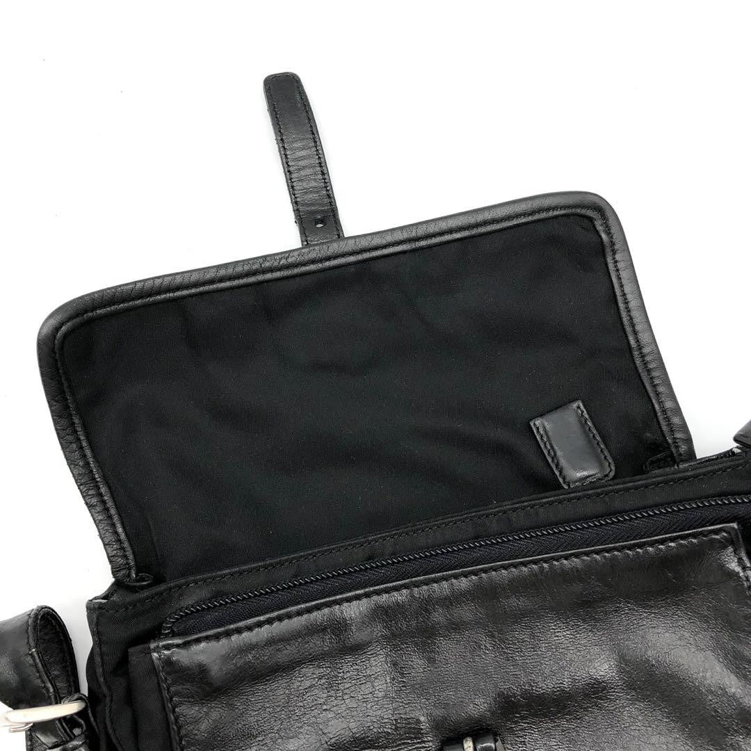 PRADA Shoulder Bag Purse Logo Nylon Leather Black Authentic