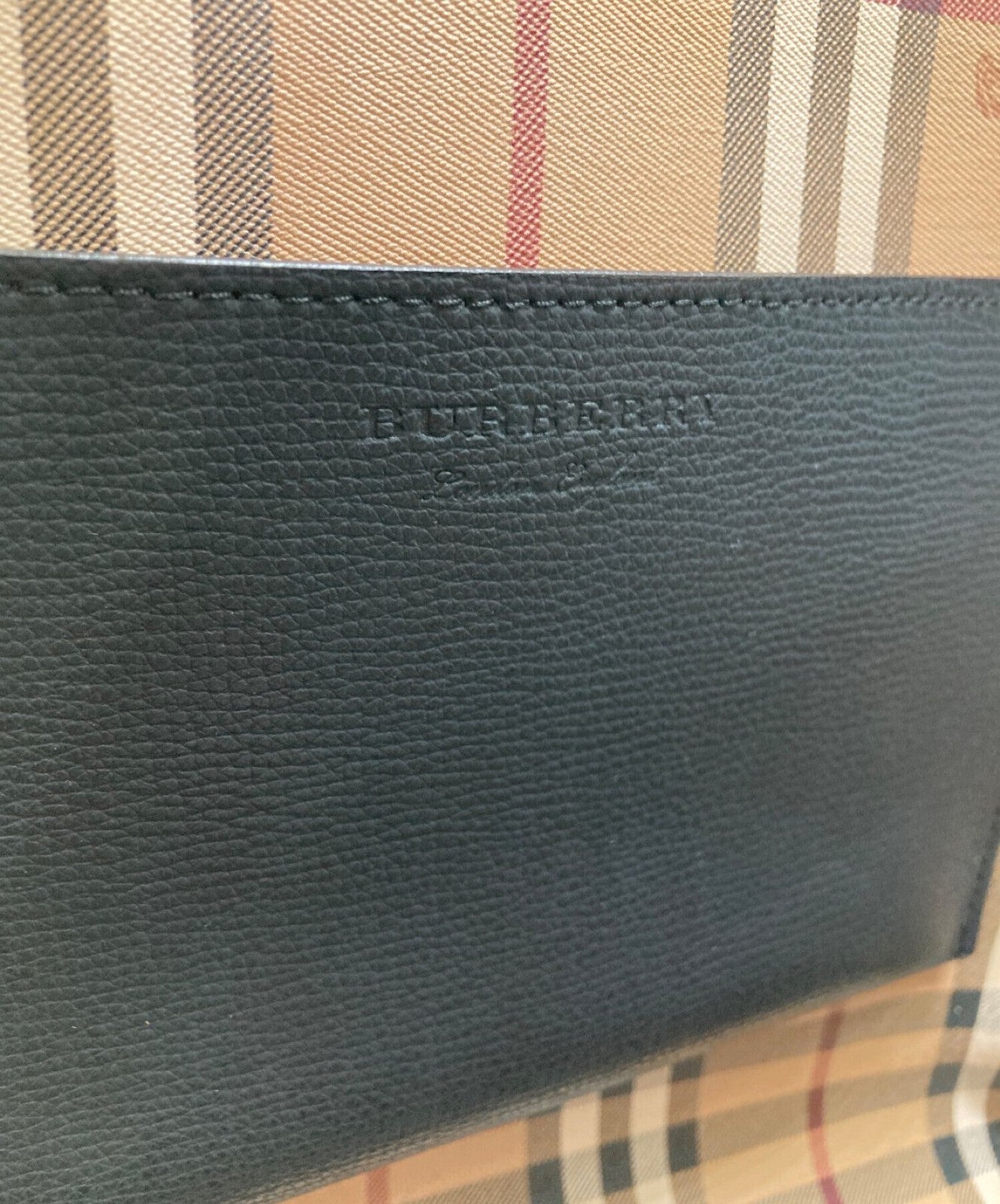 BURBERRY Hand Bag Tote Purse Nova Check Leather Black Authentic
