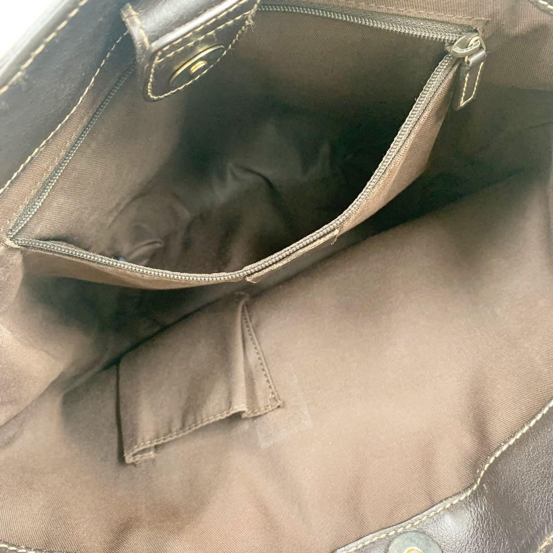 GUCCI Hand Bag Tote Purse GG Canvas Leather Beige Brown Authentic