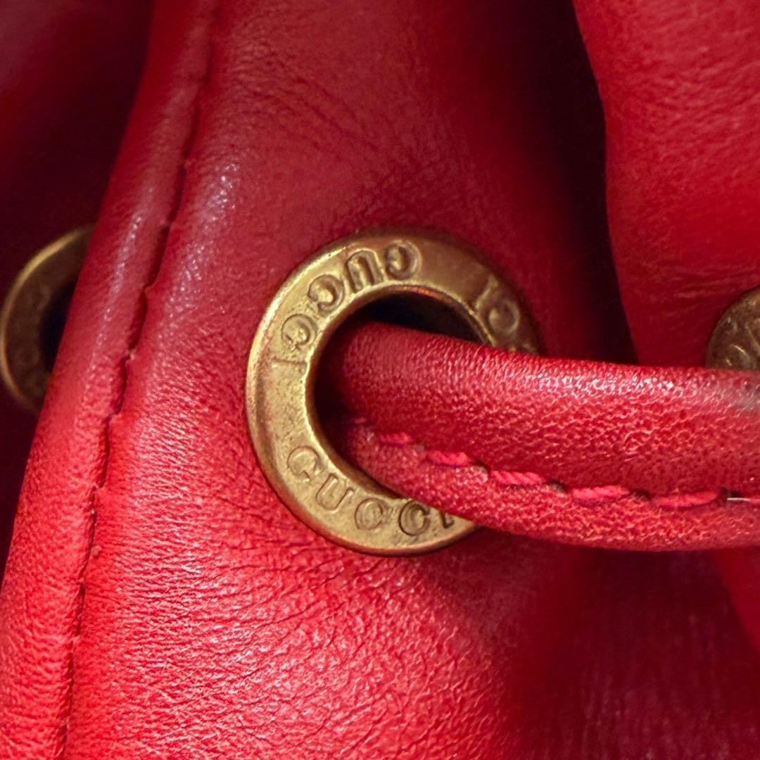 GUCCI Backpack Mini Bamboo Leather Red Authentic