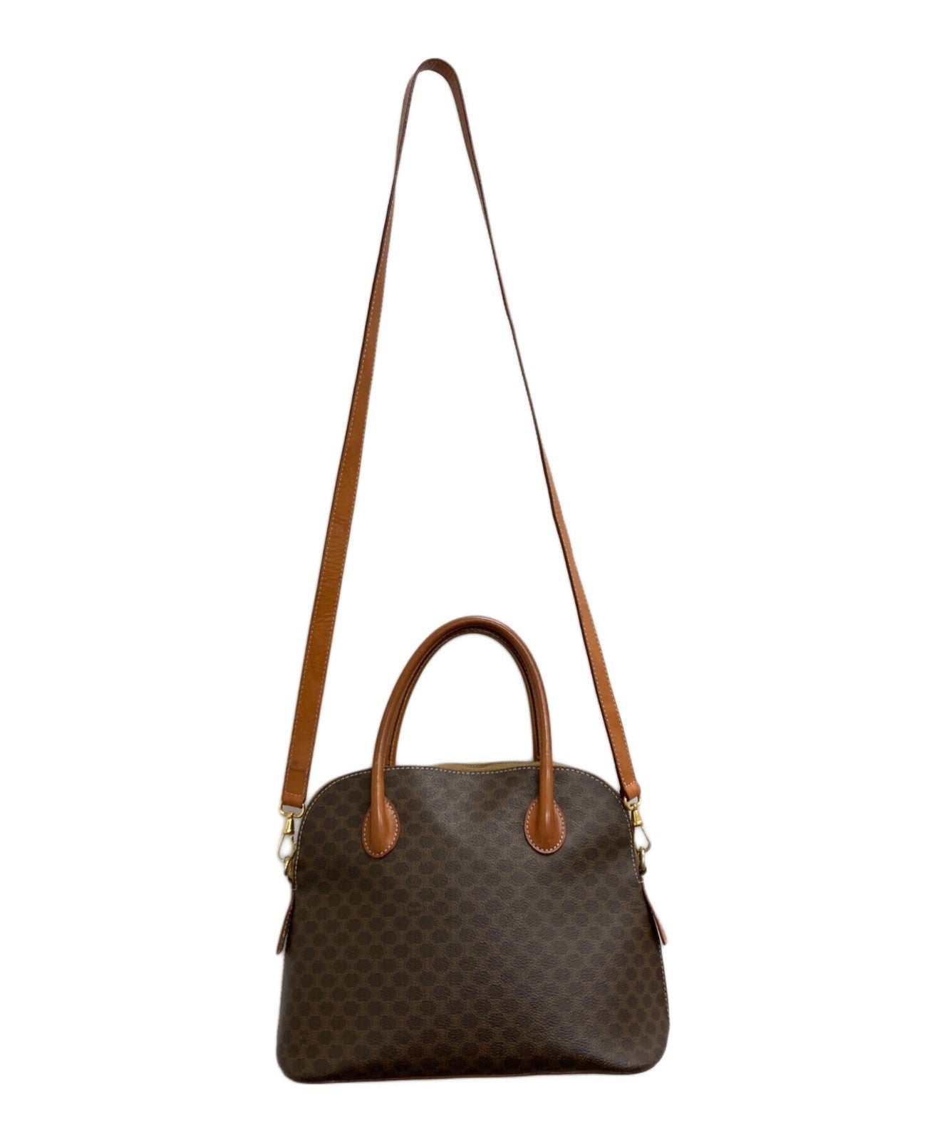 CELINE Hand Shoulder Bag Tote Purse 2way Macadam Brown Authentic