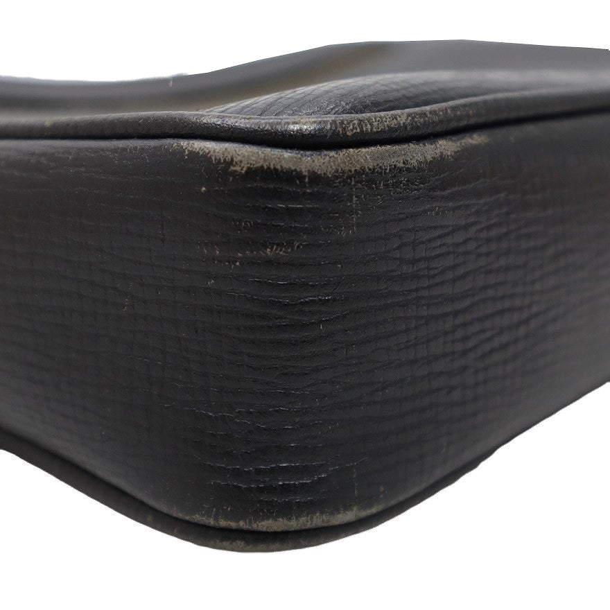 CELINE Clutch Bag Second Bag Macadam Leather Black Authentic